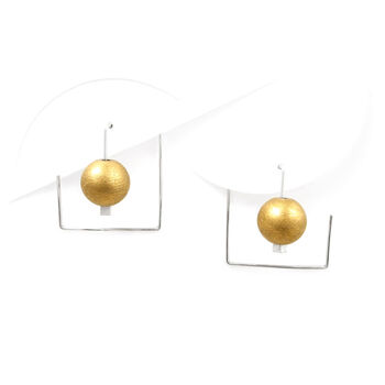Minimal Wire Drop Earrings | Mini Labyrinth Ball, 2 of 3