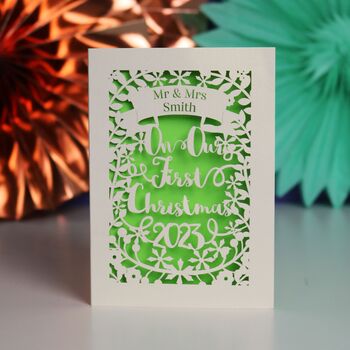 Personalised 'Our First Christmas' Papercut Card, 2 of 12