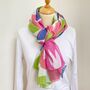 100% Organic Cotton Pink And Green Retro Poppy Scarf, thumbnail 1 of 7