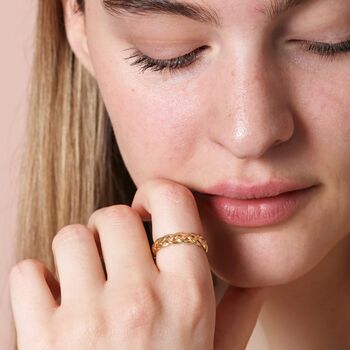 Gold Stainless Steel Braided Band Ring, 3 of 4