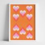Retro 10 Of Hearts Playing Card Riso Print On Recycled Paper, thumbnail 6 of 7