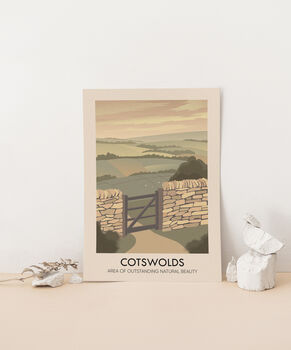 Cotswolds Aonb Travel Poster Art Print, 3 of 8