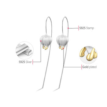 Sterling Silver Tulip Flower Earrings, 2 of 5