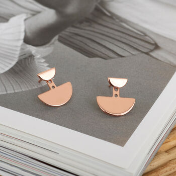Rose Gold Plated 925 Geometry Ear Jackets, 5 of 5