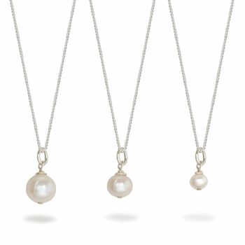 Single Pearl Necklace Sterling Silver, 3 of 8