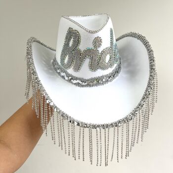 Bride To Be Rhinestone Fringe Cowboy Hat, 5 of 5