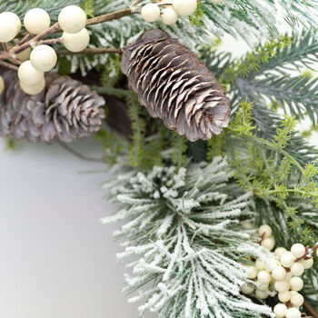 Luxury White Berry And Fir Cone Wreath, 5 of 6