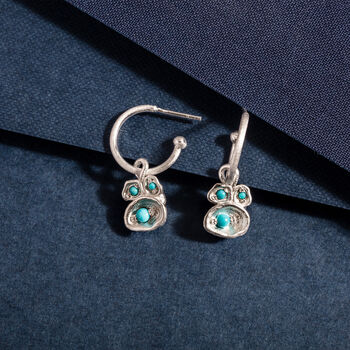 Real Turquoise And Recycled Silver Drop Hoops, 2 of 5