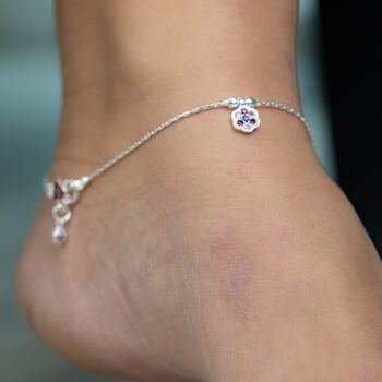 Slim Floral Stone Thin Indian Payal Anklet, 2 of 6