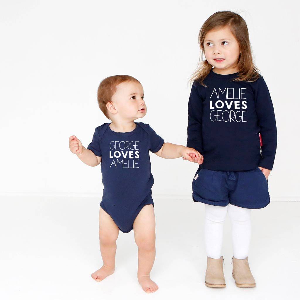 Personalised Sibling 'Loves' Top And Vest Set, 1 of 6