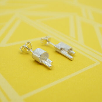 Handmade Minimal Silver Studs | Microtropolis Earrings, 2 of 8