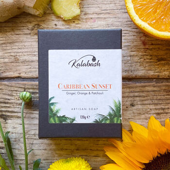 Caribbean Sunset Ginger Orange And Patchouli Boxed Soap, 2 of 3
