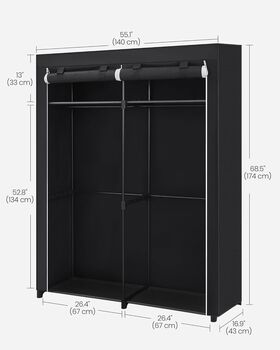 Collapsible Fabric Wardrobe With Rails Clothes Storage, 2 of 8