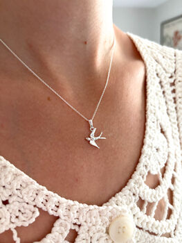 Sterling Silver Swallow Pendant Necklace, 2 of 8