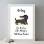 Dachshund Personalised Dog Name And Personality Print, thumbnail 1 of 6