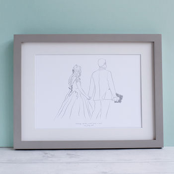 Personalised Wedding Day Line Drawing Portrait Print, 11 of 12