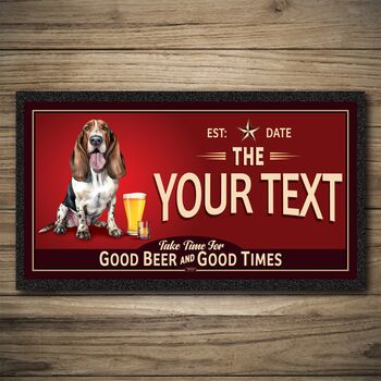 Personalised Bar Runner And Coasters Dog House Vintage, 3 of 8