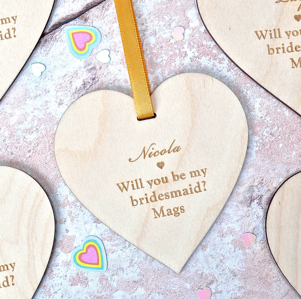 Will You Be My Bridesmaid? Wooden Heart, 1 of 6