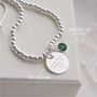 Sterling Silver Ball Slider Bracelet Personalised Mini Disc And Birthstone, thumbnail 2 of 7
