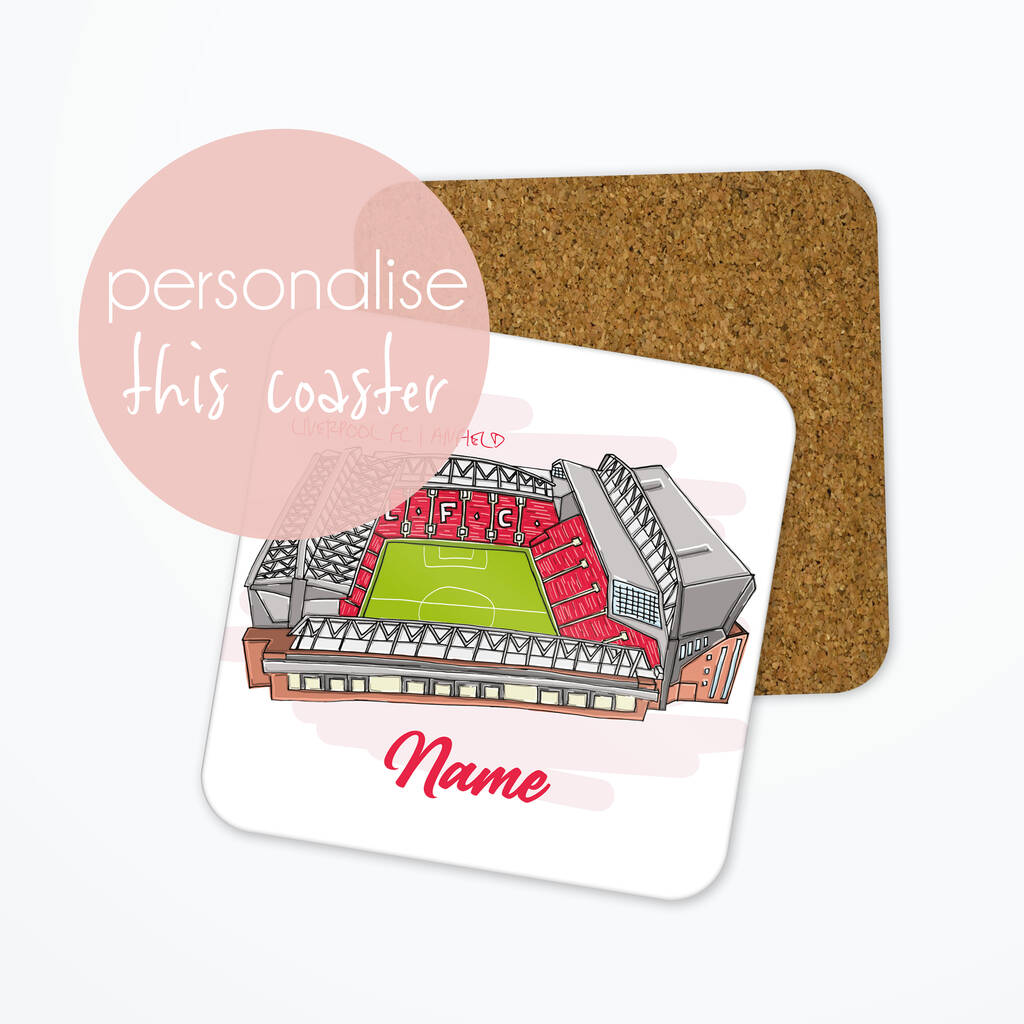Personalised Liverpool Fc Coaster, Anfield Stadium, 1 of 2