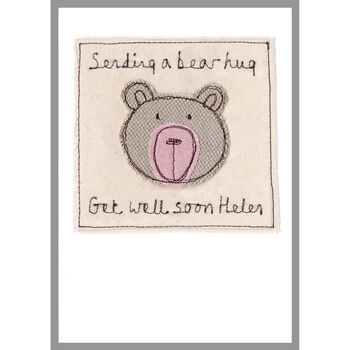 Personalised Sending A Bear Hug / Get Well Soon Card, 2 of 12