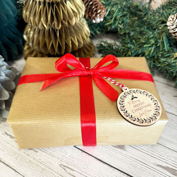 Personalised Circle Wreath Christmas Gift Tag, 2 of 5