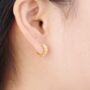 Gold Cz Leaf Hoop Earrings, thumbnail 2 of 7