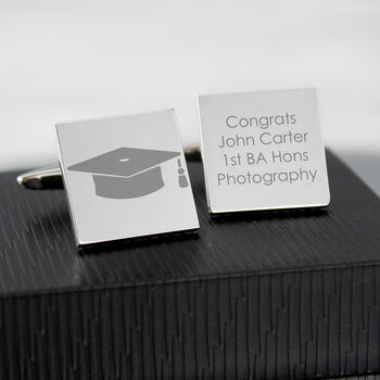 Personalised Graduation Square Cufflinks Gift Boxed, 2 of 5