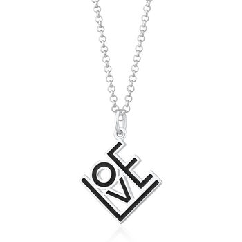 Love Necklace, Black, Sterling Silver Or Gold Plated, 10 of 11