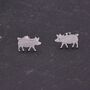 Cute Little Pig Stud Earrings In Sterling Silver, thumbnail 6 of 12