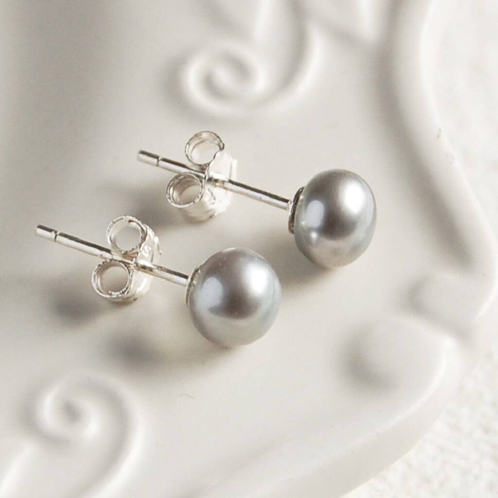 Grey Freshwater Pearl Earrings, 1 of 8