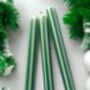 Green Glitter And White Pinstriped Candles, thumbnail 2 of 4