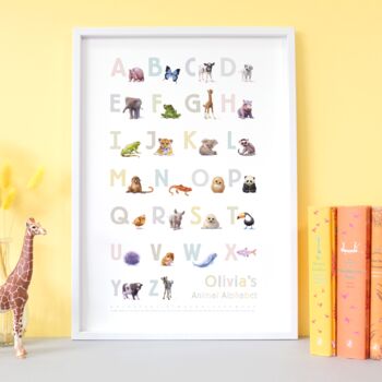 Personalised Illustrated Animals Alphabet Nursery Print, 2 of 12
