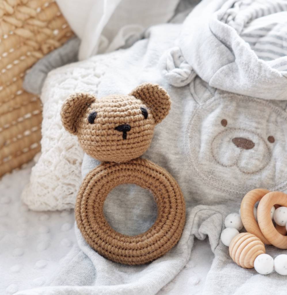 Soft Crochet Bear Rattle Toy
