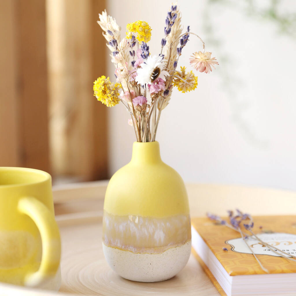 Mojave Glaze Yellow Vase, H11.5cm, 1 of 2