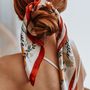 Cecily Silk Hair Scarf Red, thumbnail 3 of 4