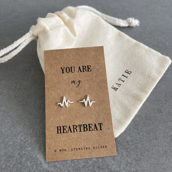 You Are My Heartbeat Sterling Silver Earrings, 3 of 4