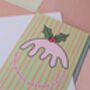 Mince Pies Before Guys Christmas Card – Green And Pink – Blank Inside, thumbnail 2 of 4