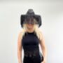 Black Suede Fringe Cowboy Hat, thumbnail 2 of 5