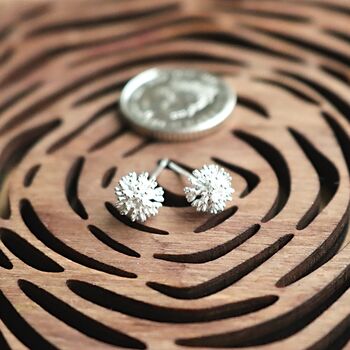 Dandelion Stud Earrings Sterling Silver Nature Inspired, 2 of 3