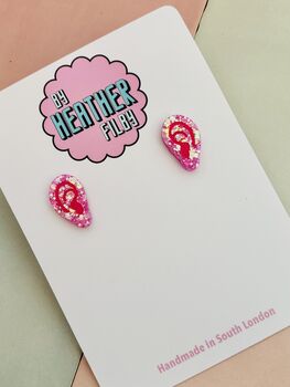 Ear Statement Stud Glitter Earrings / Gift For Her / Bold Sparkly Jewellery, 5 of 5