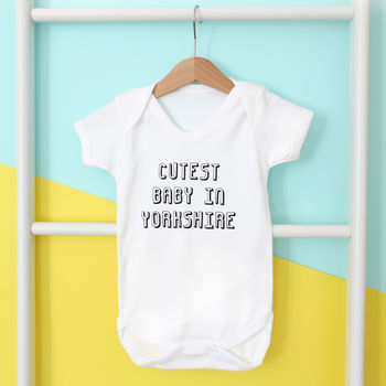 Cutest Baby In, Personalised Baby Grow Or Set, 7 of 7
