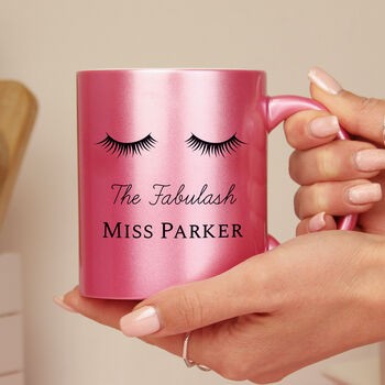 Personalised Eyelashes Pink Glitter Ceramic Mug, 2 of 8