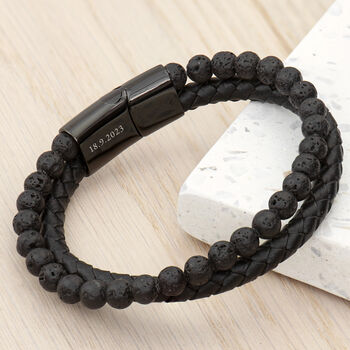 Personalised Men’s Black Rune Duo Bracelet, 2 of 12