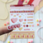 Love And Hugs, Valentine Sticker Sheet, thumbnail 3 of 3