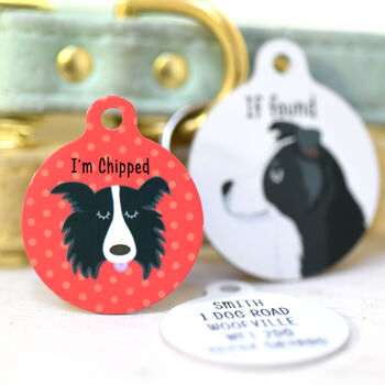 Border Collie Personalised Illustrated Dog Name Tag, 9 of 12