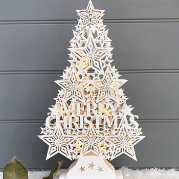 Merry Christmas White LED Tree, 2 of 3