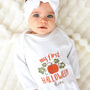 Baby's 'My First Halloween' Embroidered Personalised Babygro Sleepsuit, thumbnail 1 of 4