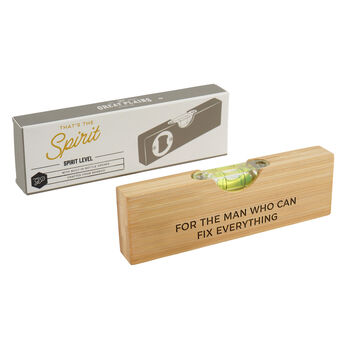 Wooden Spirit Level Bottle Opener 'For The Man Who Can Fix Everything' | Fathers Day | Gift Box | Engraved Gift | Gift For Him, 2 of 3