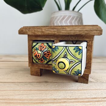 Handmade Two X Drawer Mini Ceramic Jewellery Box Chest, 2 of 12